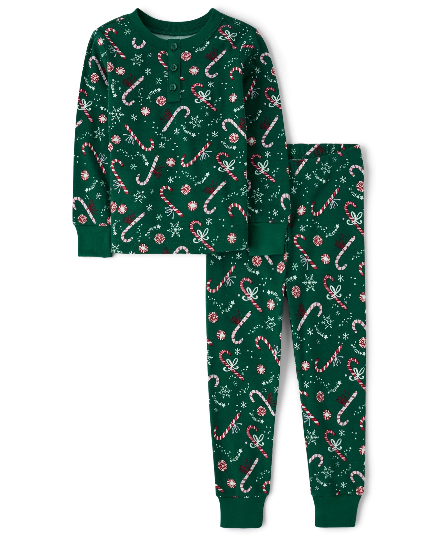 Gymboree,Toddler Christmas Cotton 2-Piece Pajama Sets, Big Kid, Toddler, Baby Gymmie,Green Candy Cane,5T