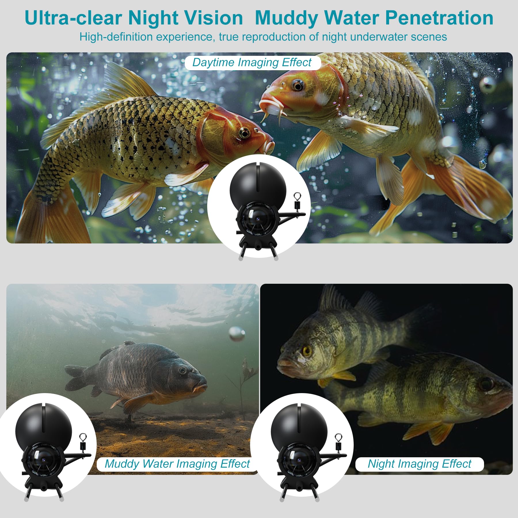 ZXBVSU Underwater Fishing Camera with Night Vision & 4.3