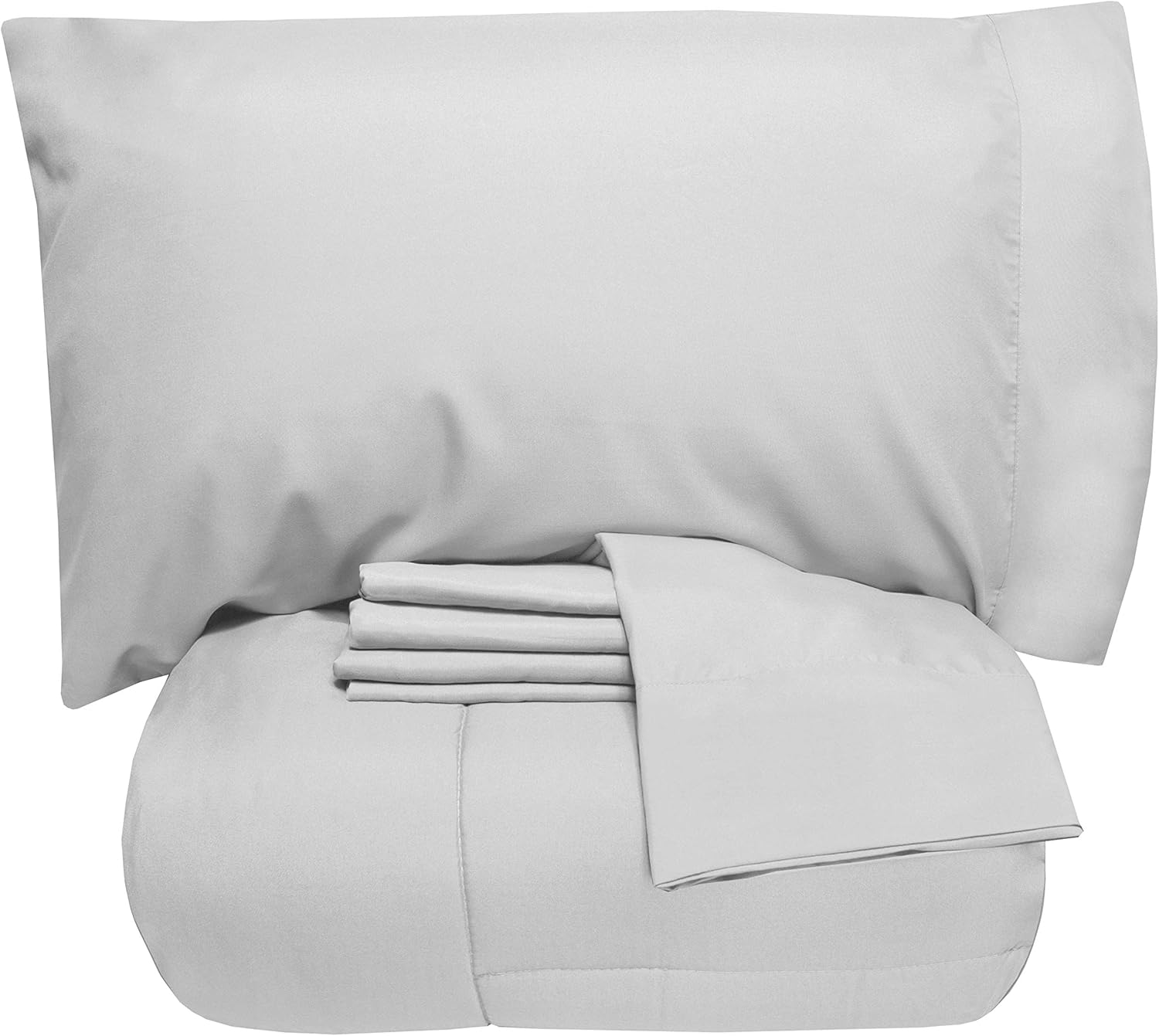 Sweet Home Collection 5 Piece Comforter Set Bag Solid Color All Season Soft Down Alternative Blanket & Luxurious Microfiber Bed Sheets, Twin, Red: Home & Kitchen