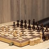 A&A 15 inch Folding Chess Checkers Set Staunton Pieces 3 inch King 2 Extra view 9