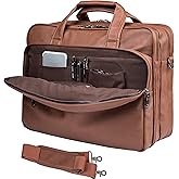 seyfocnia Leather Laptop Bag, Men's 15.6 Inche 17.3 Inche Messenger Briefcase Business Satchel Computer Handbag Shoulder Bag