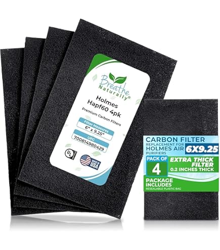 Breathe Naturally Universal Cut To Fit Activated Carbon Air Filter - Replacement Charcoal Air Filters - Carbon Filter Sheet For Air Purifier, Vent Filters &amp; More - Made In USA (Pack