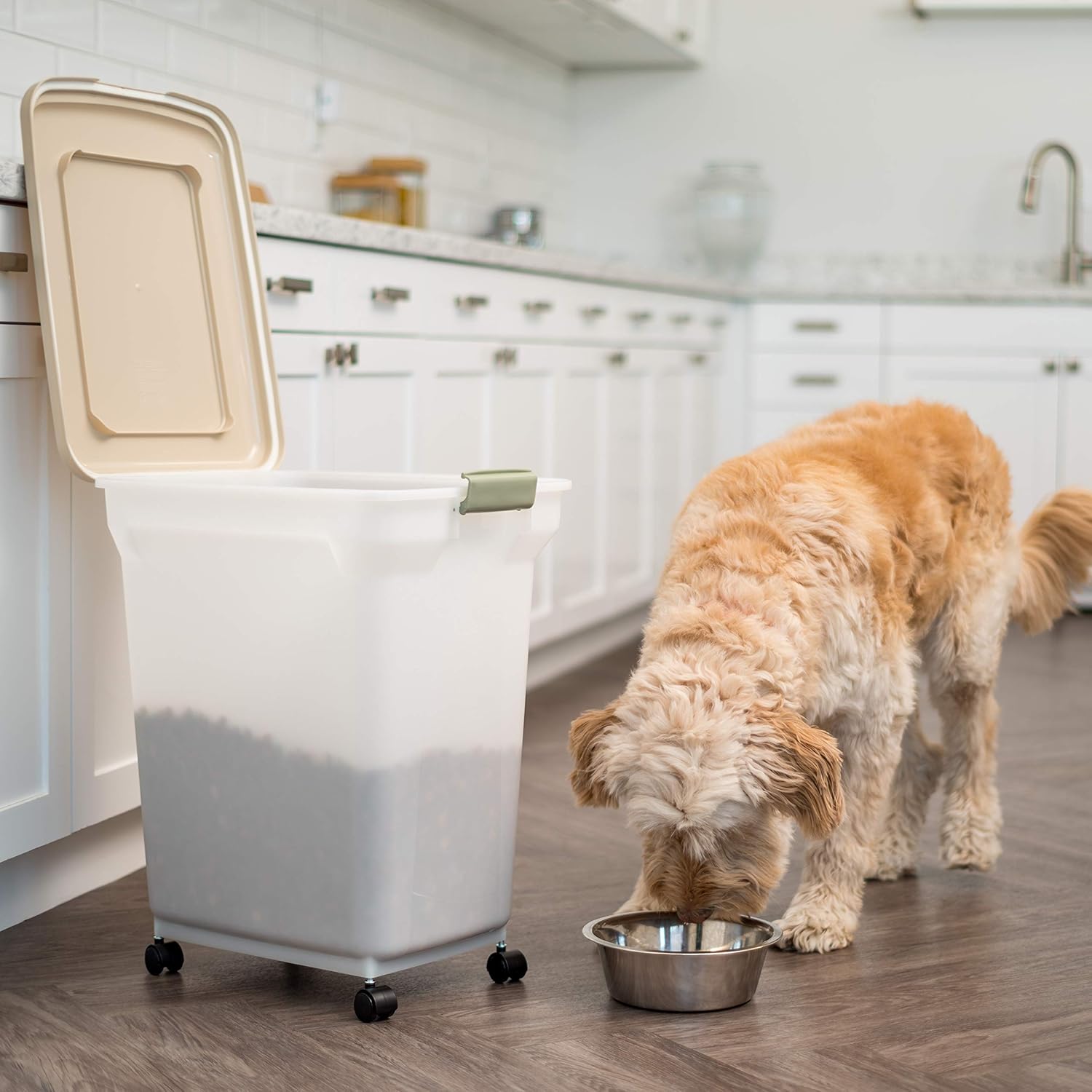 IRIS USA 55 Quart Airtight Pet Food Container, Almond NMP-L, Natural/Almond (300674) : Pet Supplies