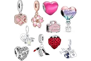 IWESDO 10 Pack Silver Spacer Bead Charms Set for Pandora Bracelets Special Gifts Unique Pandora Charms Design fit CZ Pendant Set (Style 1)