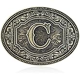 Btilasif Western Belt Buckle Initial Letters ABCDEFG to Z Cowboy Rodeo Belt Buckle for Men Women Cowboy Cowgirl
