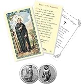 Trendzeen St Peregrine Prayer Card - Devotional Token, The Lord's Prayer - Double Sided Cancer Prayer Card, Pocket Token - Patron Saint of Cancer Patients Theme Set of 3 Items