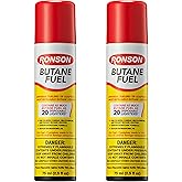 Ronson Butane Fuel Refill 75ml &ndash; Pack of 2 &ndash; Universal Lighter Fluid Refill for Torch, Kitchen, and Utility Lighters &ndash; Clean Burning Butane Gas for Refillable Lighters