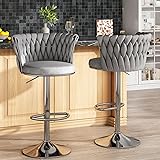 AWQM Velvet Bar Stool Set of 2,Counter Height