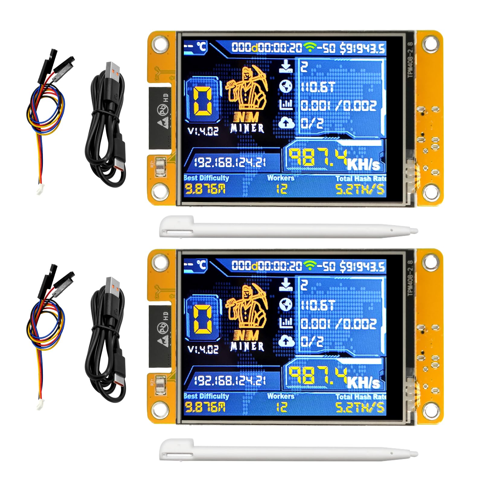 Photo 1 of 2-Pack 2.8" ESP32 Display, 240x320 Resistive Touchscreen TFT LCD, ESP 32 Development Board with WiFi + Bluetooth, Compatible with Arduino IDE