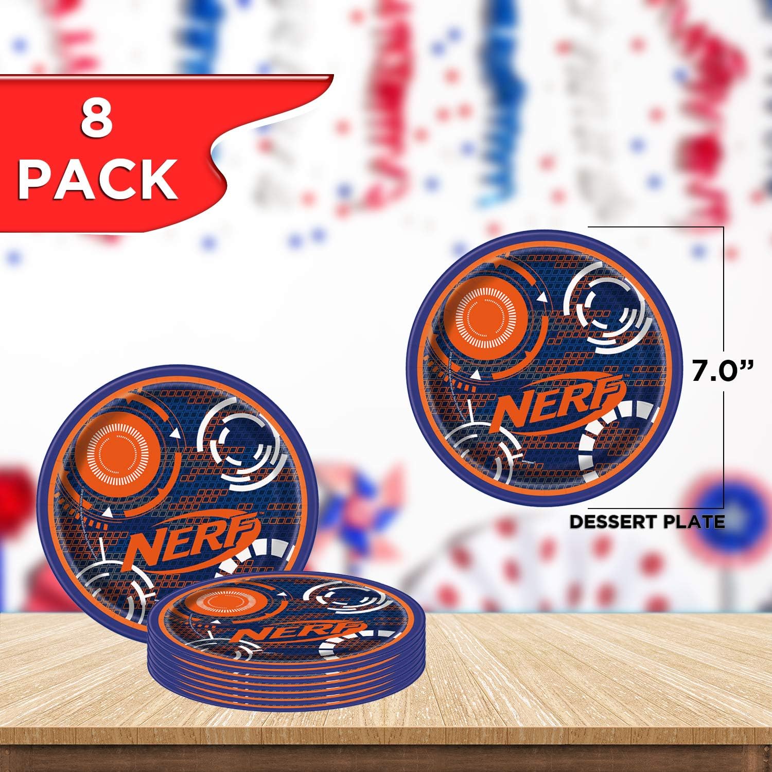 Unique Nerf Party Bundle | Beverage & Luncheon Napkins, Dinner & Dessert Plates, Bull's Eye Decoration | Great for Interactive Sports Birthday Themed Parties: Health & Personal Care