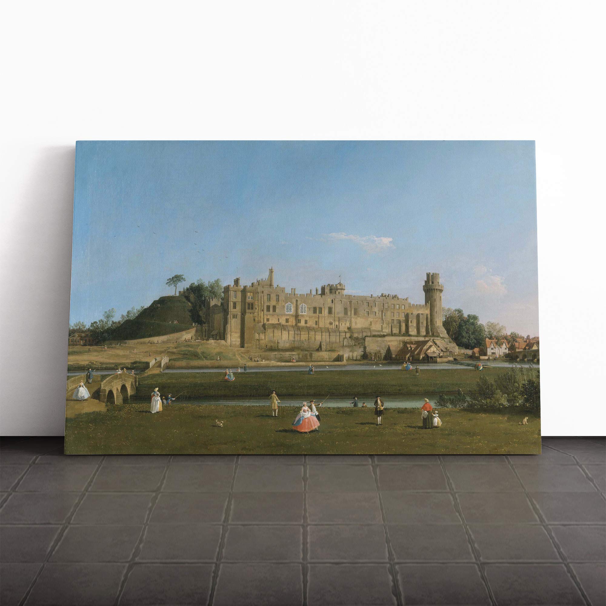 Giovanni Canaletto Warwick Castle Canvas Print | Gallery Wrapped 30mm Frame Wall Art | 20x14 inches | Ready to Hang | Modern Cityscape Picture | Living Room Bedroom Lounge Office