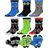 Vabean 6 Pairs Funny Gaming Socks for Men Novelty Video Game Party Gifts Gamer Cotton Crew Socks for Game Lover Birthday Party Favors
