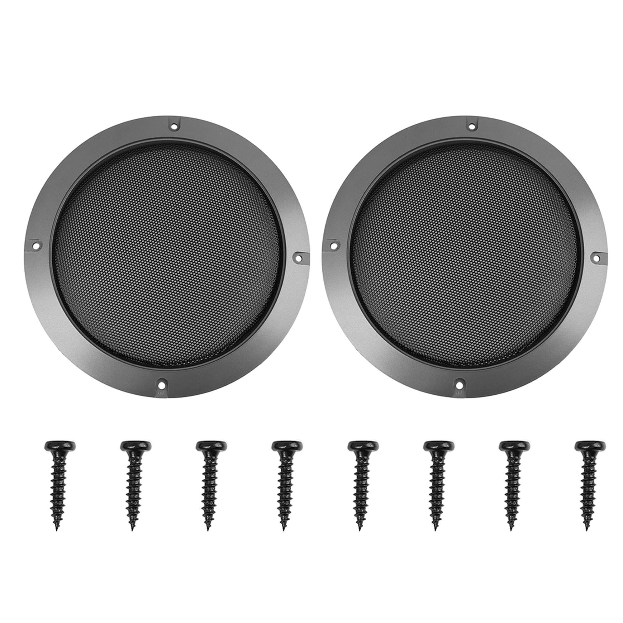 X AUTOHAUX 2pcs 6.5" Gray Car Mesh Speaker Cover Grill Subwoofer Protector