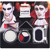 6PCS Halloween Vampire Makeup Kit with Fake Blood, Black White Red Face Body Paint, Vampire Teeth Fangs &amp; Stipple Sponge, Costume Makeup Set for Cosplay, Dress-Up, Parties &amp; Stage Make Up