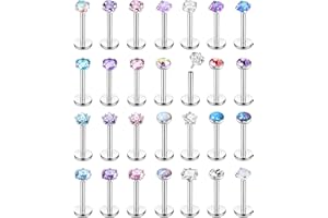 Finrezio 16G 18G 20G Threadless Push in Nose Stud Lip Rings Stainless Surgical Steel Labret Lip Monroe Medusa Nose Piercing J
