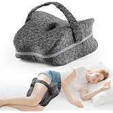 Knee Pillow for Side Sleepers, Memory Foam for Sciatica &amp; Hip Pain, Grey | Leg Pillow with Adjustable Strap, Alignment Support Between Knees, Relieves Back Pain, Hip Elevation Cushion for Sleeping