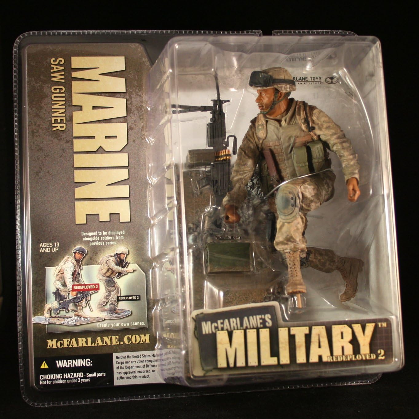 McFarlanes Military Marine Saw Gunner REDEPLOYED Series 2 Action Figure & Display Base