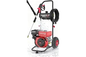 PowerSmart Gas Pressure Washer 3400 PSI, 2.5 GPM Gas Powered Pressure Washer, 212CC Engine, 10" Wheels, 5 Nozzles for Patio, Car, Driveway, Fence & Home Cleaning