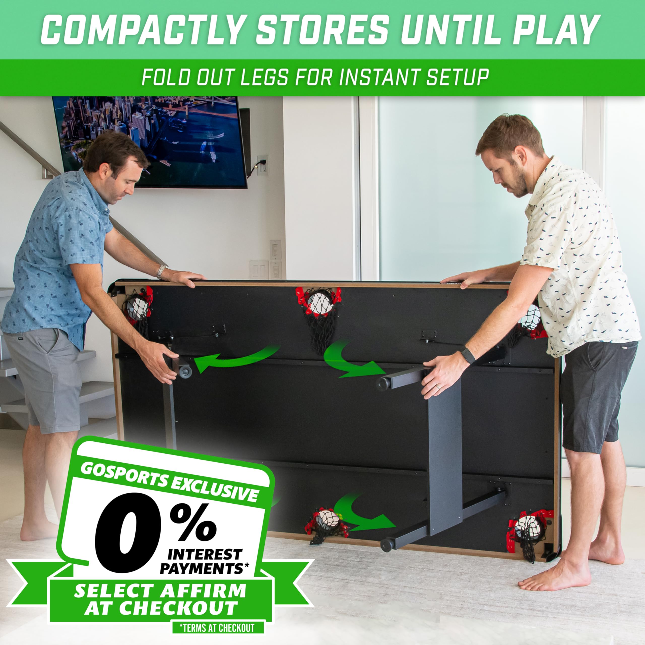 GoSports 6, 7, or 8 ft Billiards Tables - No Assembly, Choose Your Color - Portable Pool Table Includes Full Set of Balls, 2 Cue Sticks, Chalk and Felt Brush