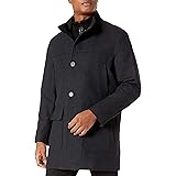 cole haan wool blend leather trim rib knit inset coat