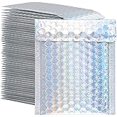 GINLANK 100 PCS 5 x 6 Inch Metallic Bubble Mailers, Silver Padded Mailing Envelopes, Practical Self Seal Aluminum Film Shipping Envelopes for Packing, Mailing