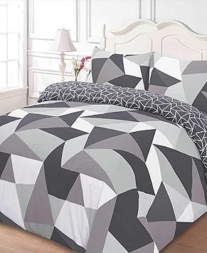Dreamscene Formen Bettbezug mit Kissen Fall Bettwäsche-Set, Polyester-, schwarz, Double