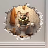 Toilet Mouse Hole Decal - 3D Effect Wall Sticker by Wallington Mice