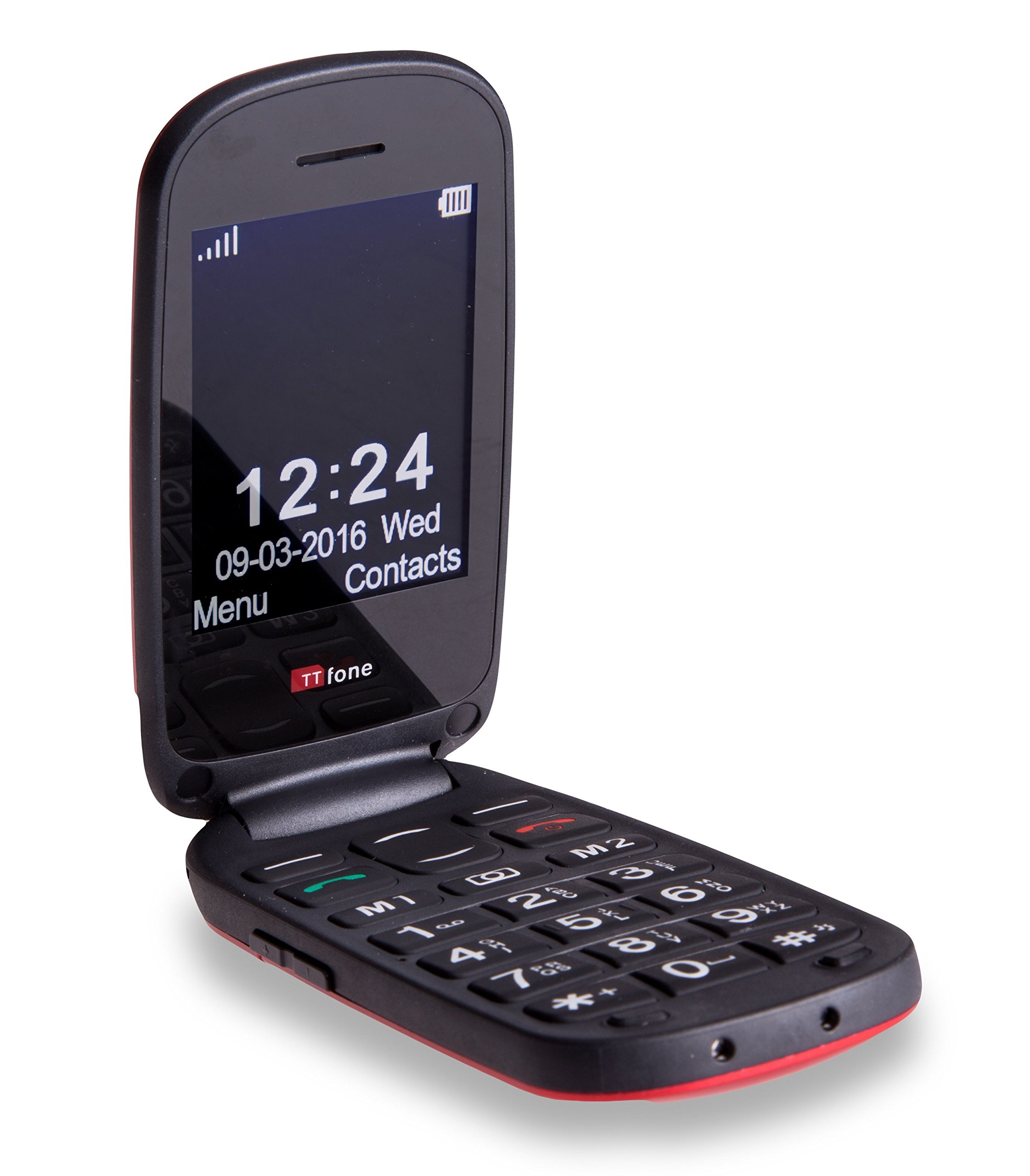 TTfone Lunar TT750 Big Button Simple Easy Clamshell Flip Mobile Phone Pay As You Go (O2 Bundle, Red)