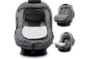 THE KENKYO Winter Car Seat Cover for Babies, Baby Car Seat Cover for Boys Girls, Plush Fleece Infant Carseat Canopy with Mesh Ventilation Hole, Warm and Snug Baby Carrier Cover Protect Cold Wind