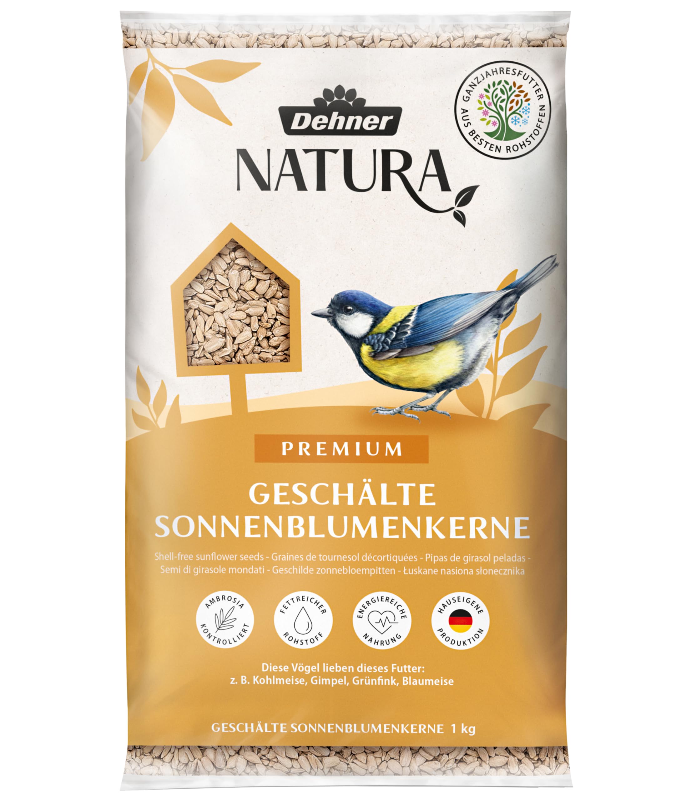 Dehner Natura Wild Bird Feed, Peeled Sunflower Seeds