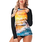 AOBUTE Women Rash Guard UPF 50+ Long Sleeve Swim Top Surf Shirts