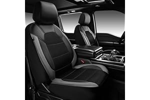 CAR PASS Leather Car Seat Covers Front Seats only, with Air Mesh Front Seat Covers Breathable, Cool Automotive Seat Covers 2 