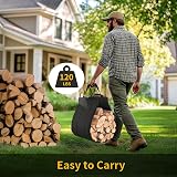 Mutool Firewood Rack with Canvas Carrier, Heavy Duty Log Holder, Black view 6