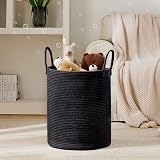 YOUDENOVA Cotton Rope Laundry Basket 58L Large 38cm x 50cm Handles Black view 5