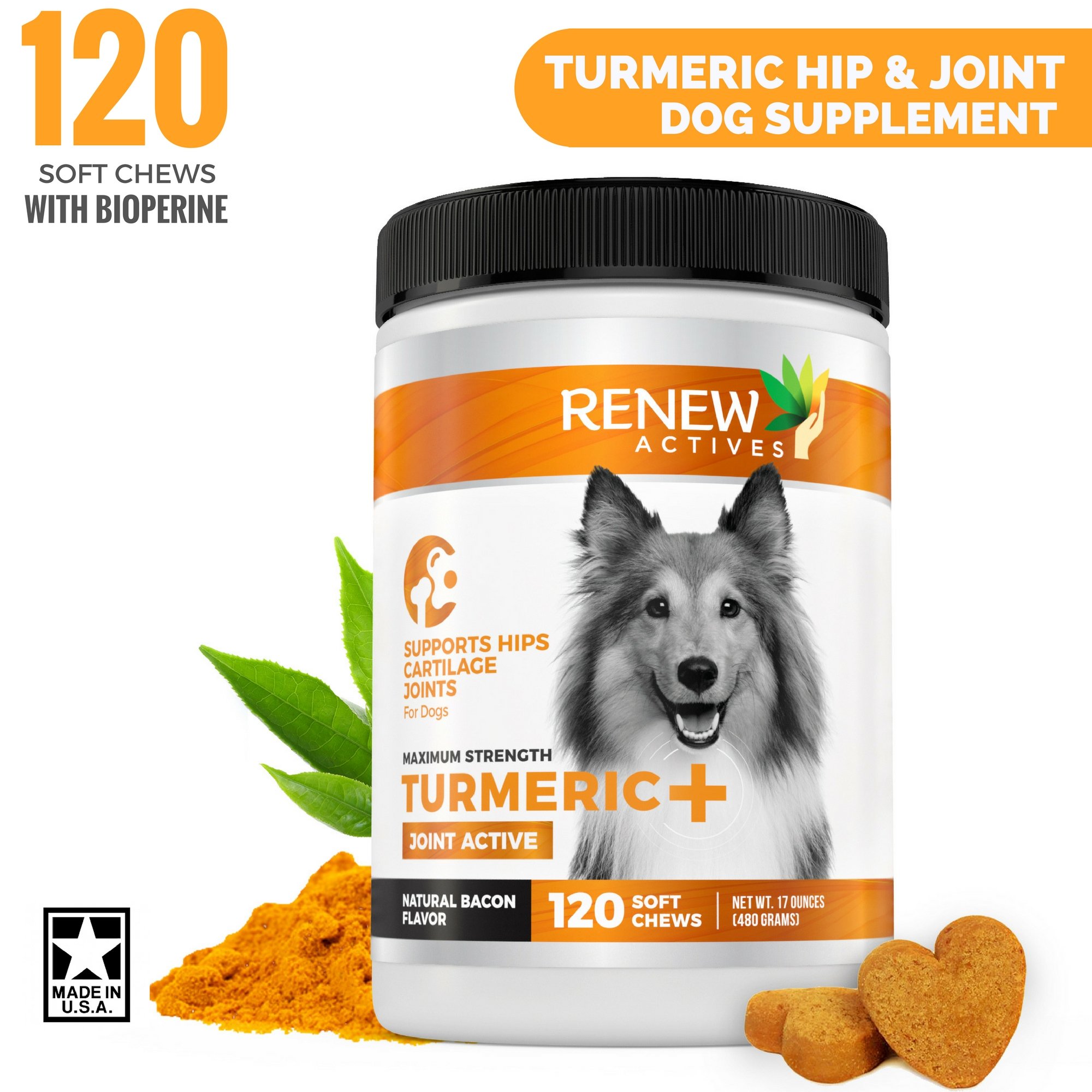 Dog Joint Pain Support Supplement Renew Actives Natural, Advanced