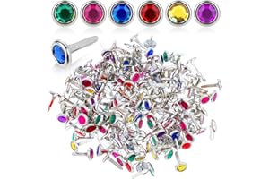 HARIENDNY 150 PCS Brads Paper Fasteners Colorful Gem Split Pins, Brass Mini Brads Paper Crafts Fixed Paper Crafts, Brads Paper Fasteners for Schools, Handicrafts, Festivals(0.3 * 0.6inch)