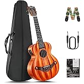 Caramel TEM45 26 Inch Tenor Acoustic-Electric Solid Okoume Top Ukulele | Pumpkin Style Design, Built-In EQ, Acoustic-Electric Performance, Handmade Craftsmanship, Rich Natural Tone