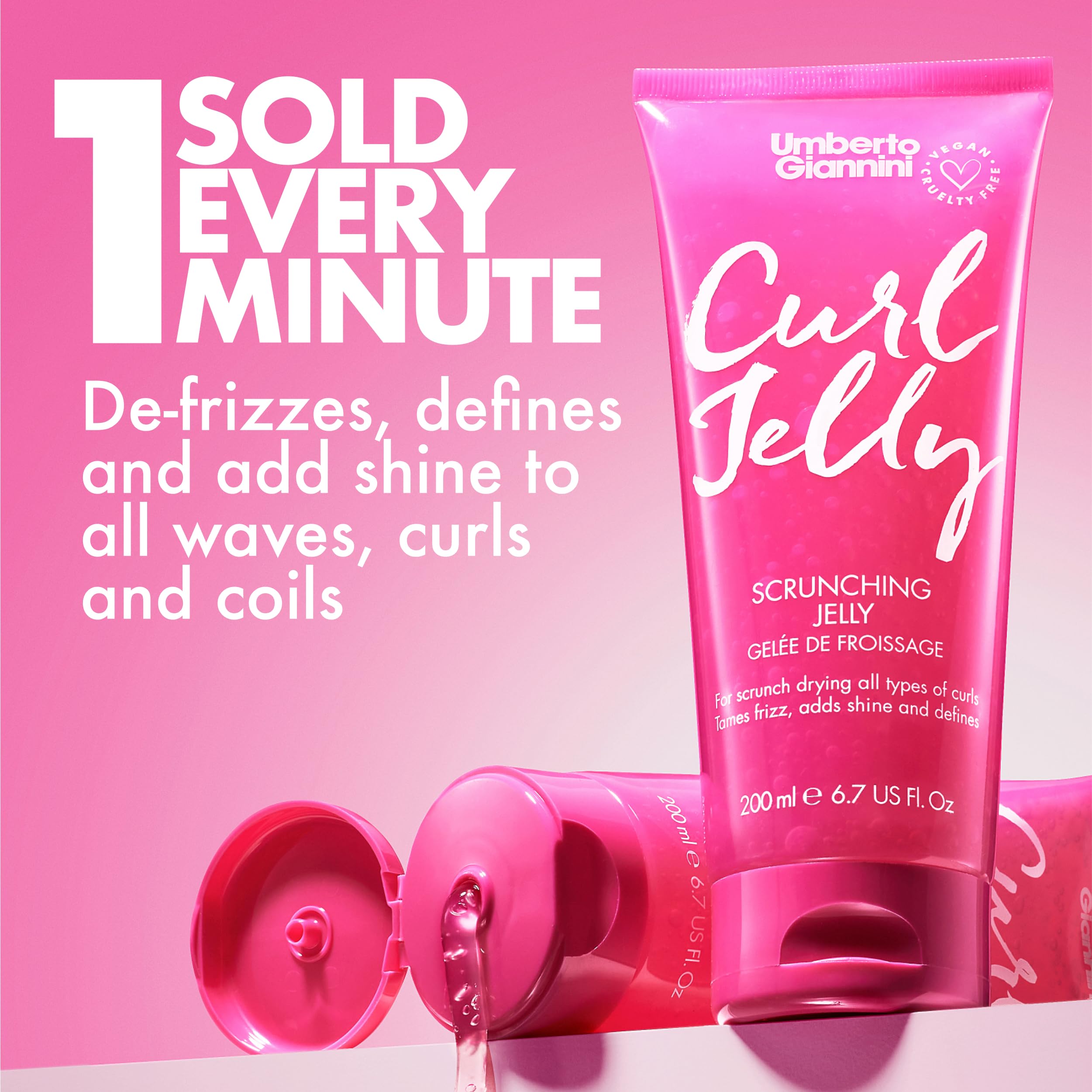 Umberto Giannini Curl Jelly Scrunching Jelly 6.7 fl Oz - Frizz Solution Defining Hair Gel for 2a-4c Curly, Wavy, Coily Hair - Vegan & Cruelty-Free