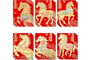 Goktvai 36pcs Chinese New Year Red Envelopes 2026, 11.5x8cm/4.5x3.1in Lunar New Year Hong Bao with 6 Designs Lucky Money Cash