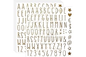 Waynoda Glitter Alphabet Letter Stickers 800 Pieces 10 Sheets letter and Number Stickers Self Adhesive Alphabet Number Stickers, Decals for Sign, Grad Cap Decoration, DIY Crafts Art Making, Classroom Decor, Business,Address Number (Gold)