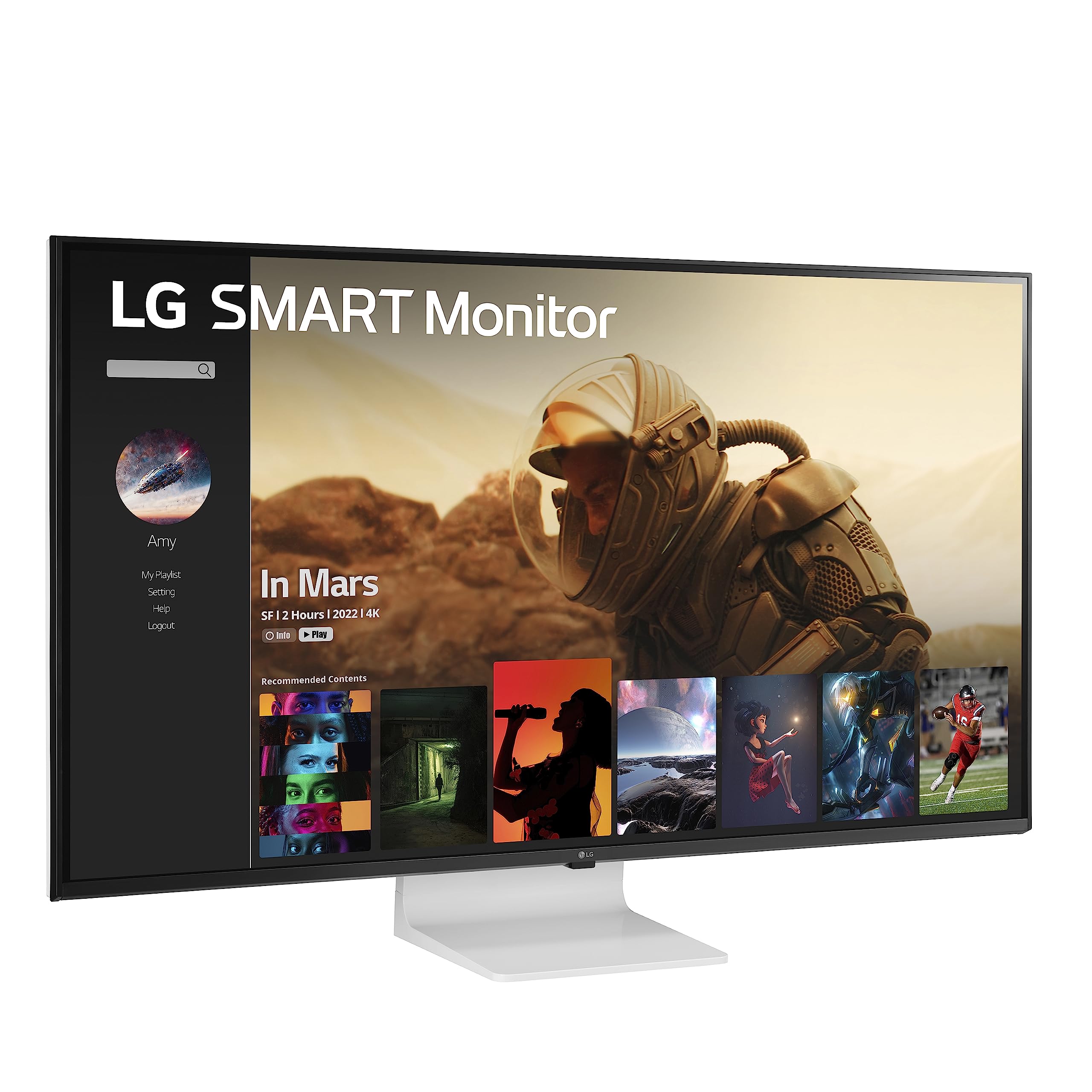 LG Smart Monitor (43SQ700S) -43-Inch 4K UHD(3840x2160) IPS Display, webOS Smart Monitor, ThinQ Home, Magic Remote, USB Type-C, 2X Stereo Speakers, AirPlay 2, Screen Share, Bluetooth,White