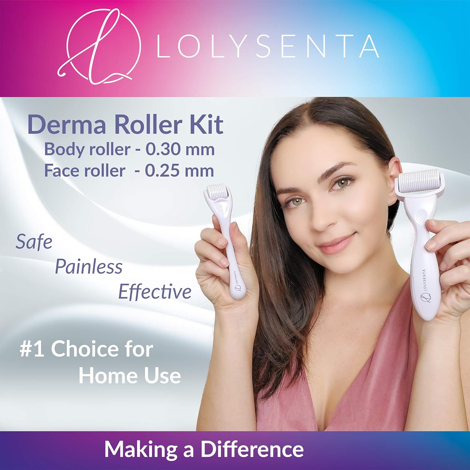Lolysenta Derma Roller Kit for Face and Body, Microneedling Face Roller 0.25mm, Microneedle Roller for Body 0.3mm, Microdermabrasion Roller, Facial Roller for Skincare, Includes 2 Storage Cases: Beauty