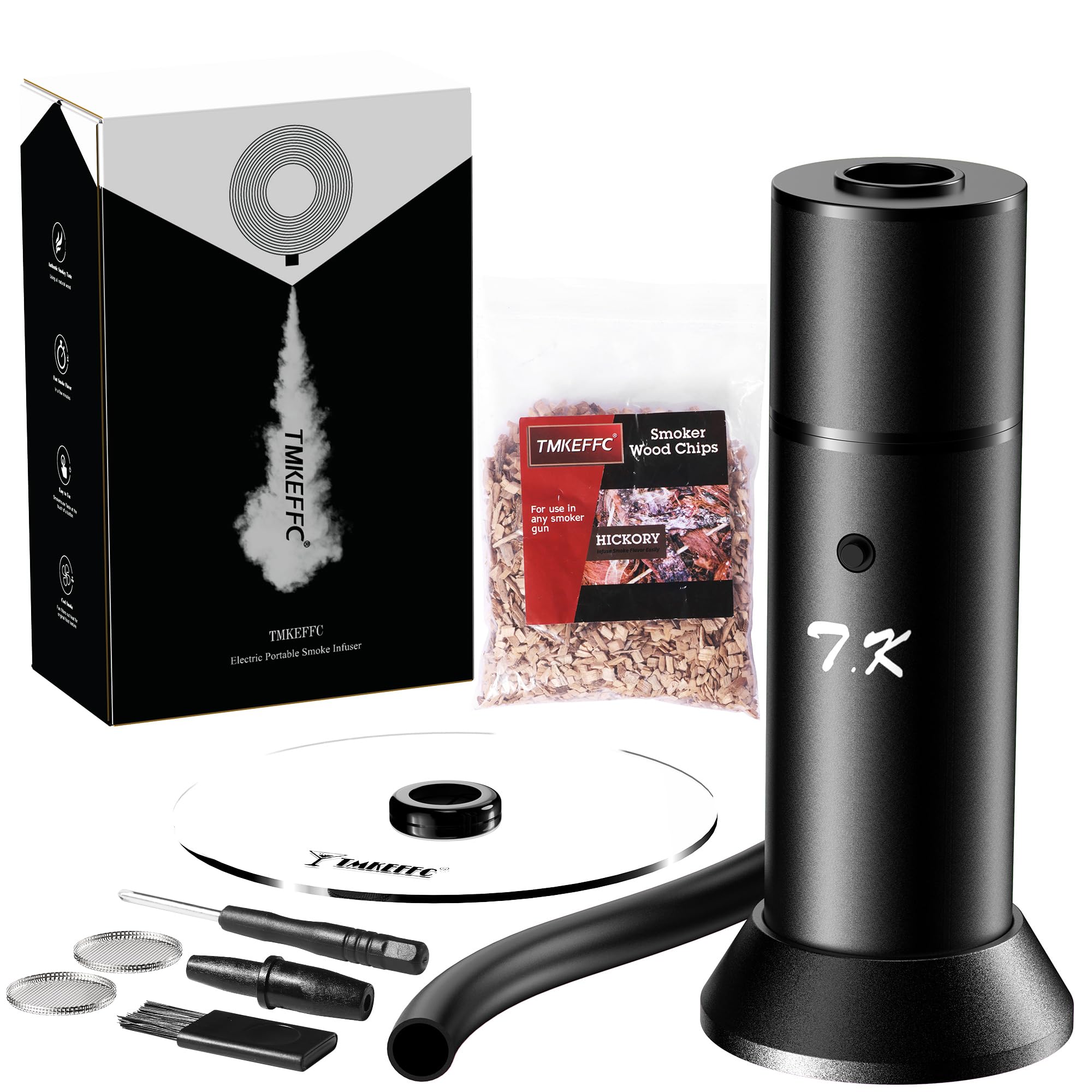 TMKEFFC Portable Food Smoker (Black, New Upgrade) - Real Wood Chips Smoke Infuser for Sous Vide, Steak, Salmon, Cocktails