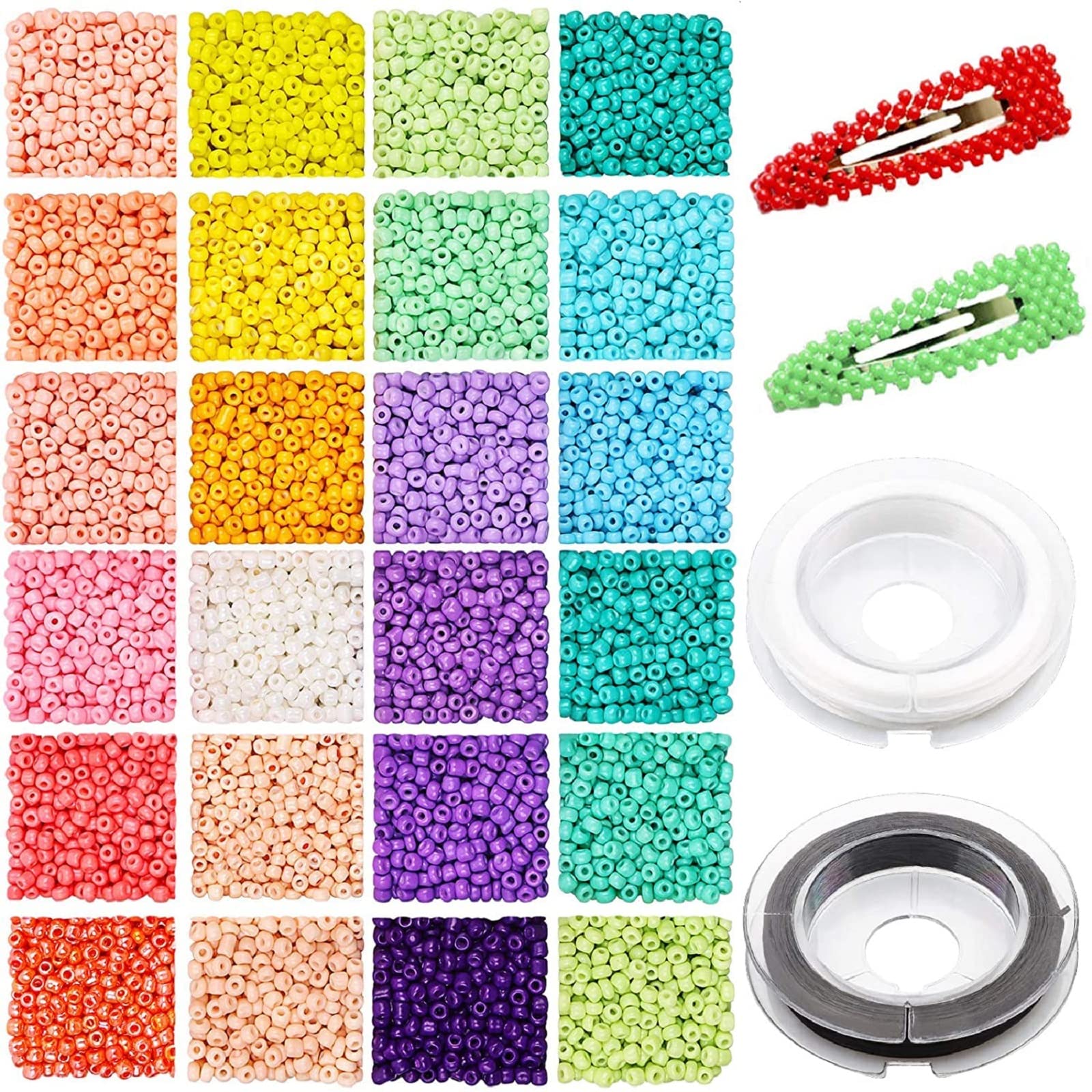 3mm Glass Seed Beads Bulk for Bracelet Making Kit,4800pcs 24 Colors Small Pony Tiny Beads for Embroidery Necklaces Earrings Crafting, Jewellery Making Kit
