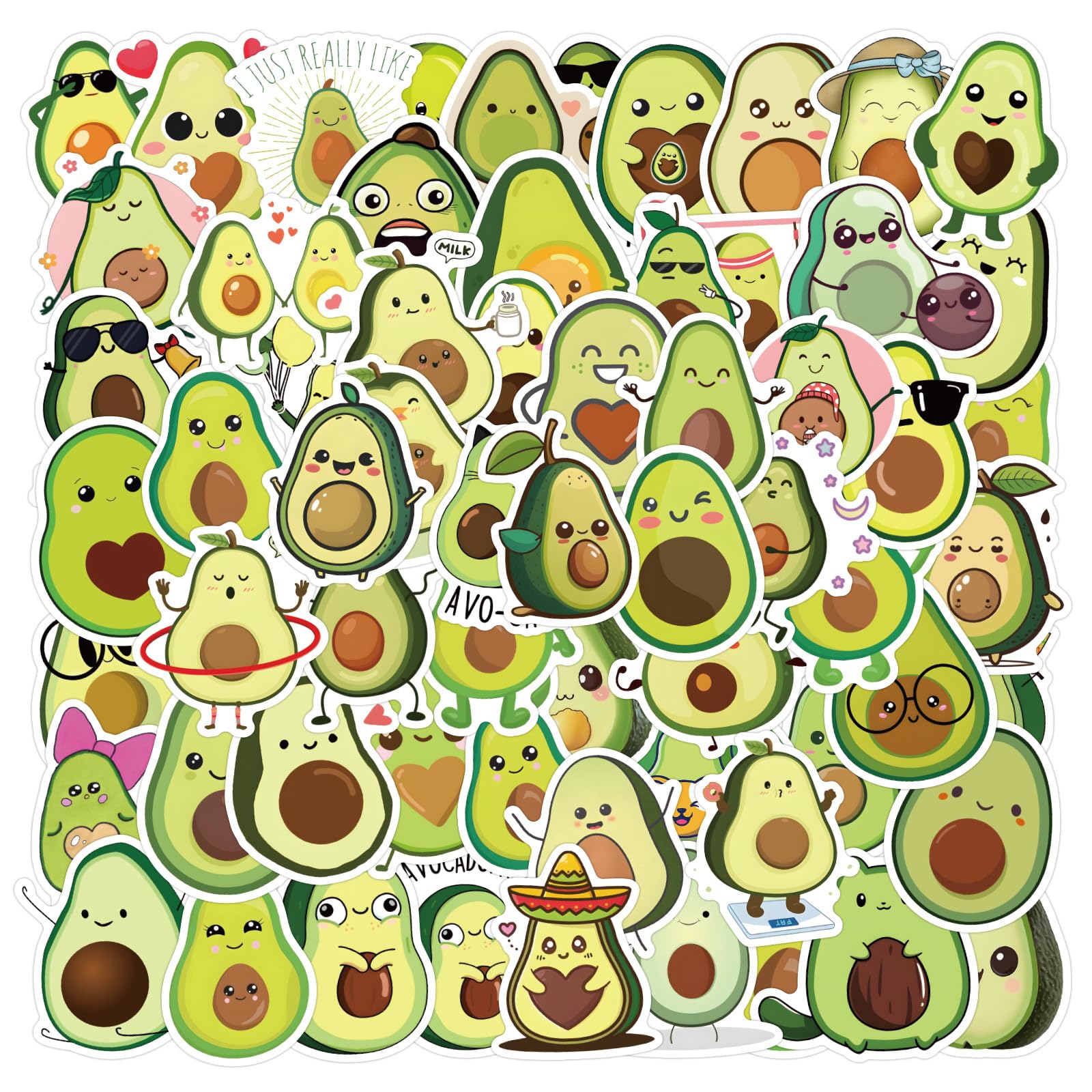 100 Pcs Avocado Stickers for Kids Teens Adults Boys Girls Gift,Stickers Pack for Laptop,Skateboard,Luggage,Car,Bike, Cup,Computer,Water Bottle Decor,Avocado Vinyl Waterproof Sticker Decals