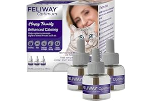 FELIWAY Optimum 3 x 30 Day Cat Calming Refills for Pheromone Diffuser, 3 x 48ml Value Pack - Helps Reduce Common Signs of Stress in Cats & Kittens, Enhanced Calming