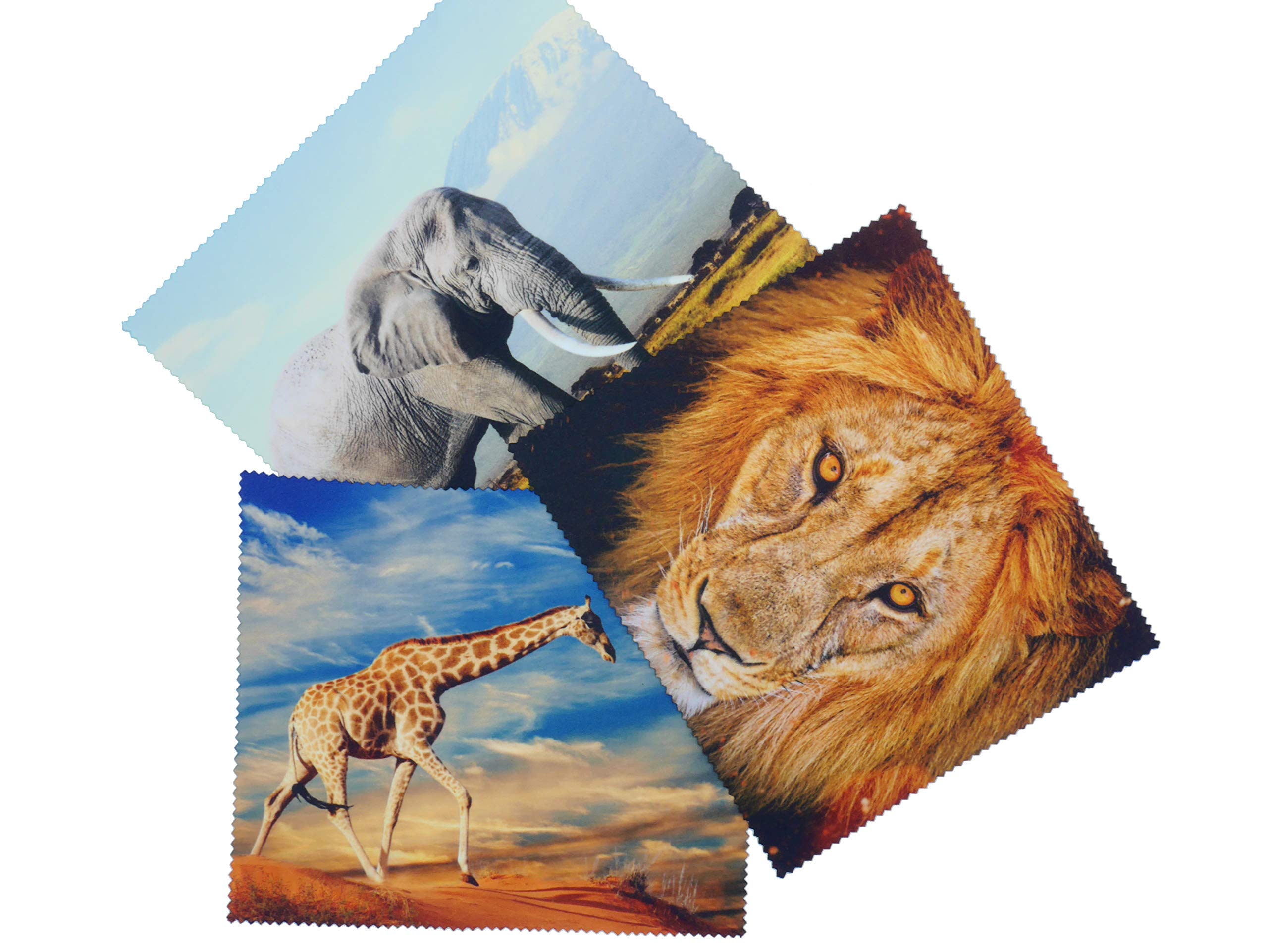 Go Optical Microfiber Glasses Spectacle Phone Lens Screen Cleaning Cloths African Savanna Theme X 3 Microfibre (3pc Mixed Pack)