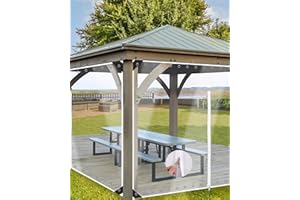 Erfolkerz 8'H x10'W Outdoor Vinyl Curtain 19oz Clear Tarps with Zipper,Vinyl Patio Enclosure,Outdoor Curtains Heavy Duty Waterproof Transparent Tarp with Grommets for Gazebo Porch Balcony Pergola