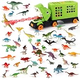 Oiuros 50PCS Dinosaur Truck Toy with 50 Dinosaur Figures, Capture Vehicle | Jurassic-Themed Playset with a Capture Truck and Dinosaur Figures for Imaginative Play, Gifts, and Party Surprises