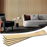 Art3d 4-Pack Soundproof Wood Slat Wall Panels, 94.5 x 7.9 Inch, Oak | Wood Grain Finish, Easy Setup, Sustainable, Long-Lasting, Noise Reduction, Easy Care, Ideal for Living Room, Bedroom &amp; Office